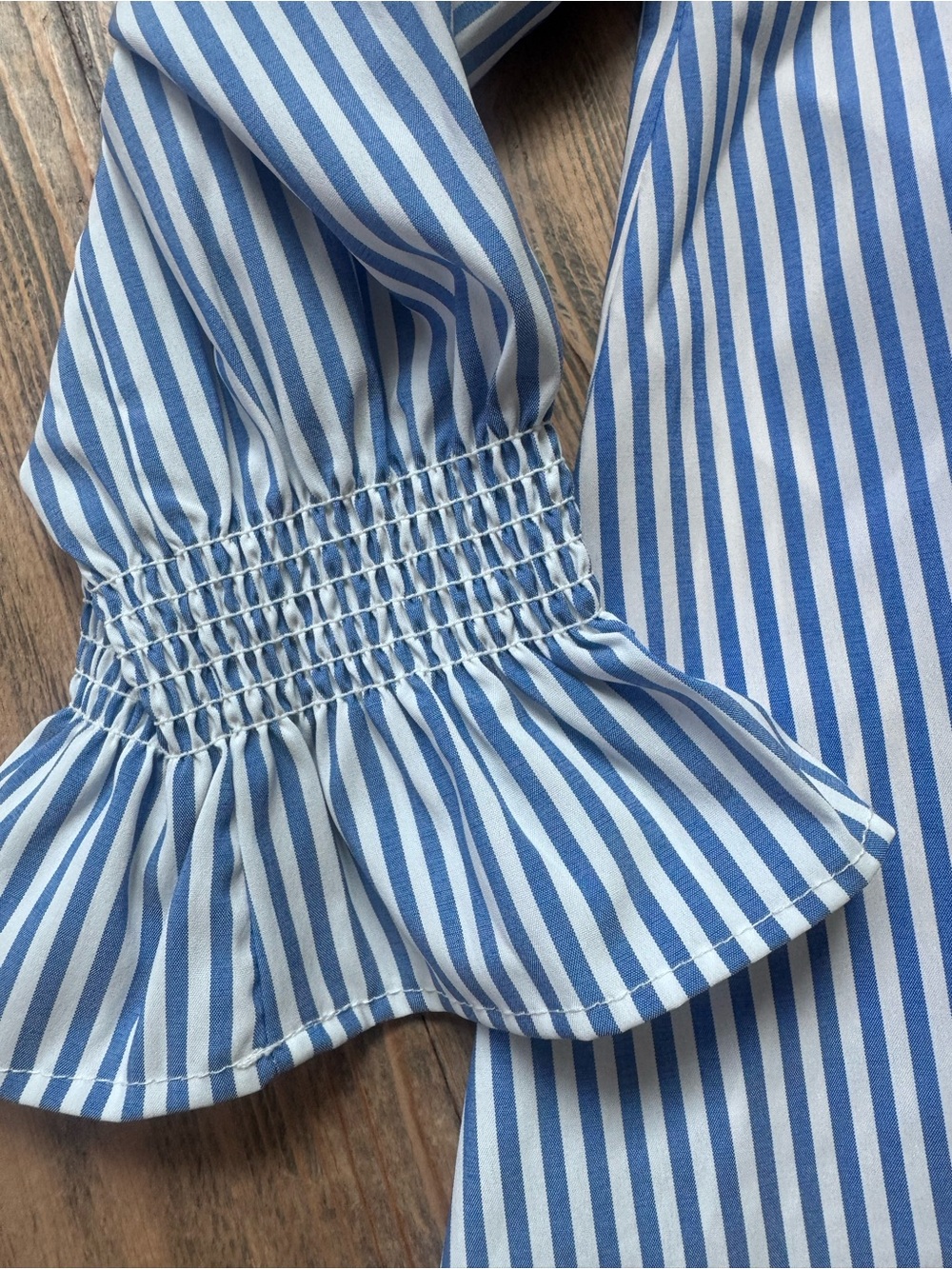 Tuckernuck Blue & White Stripe V-Neck Blouse - Picture 3 of 8